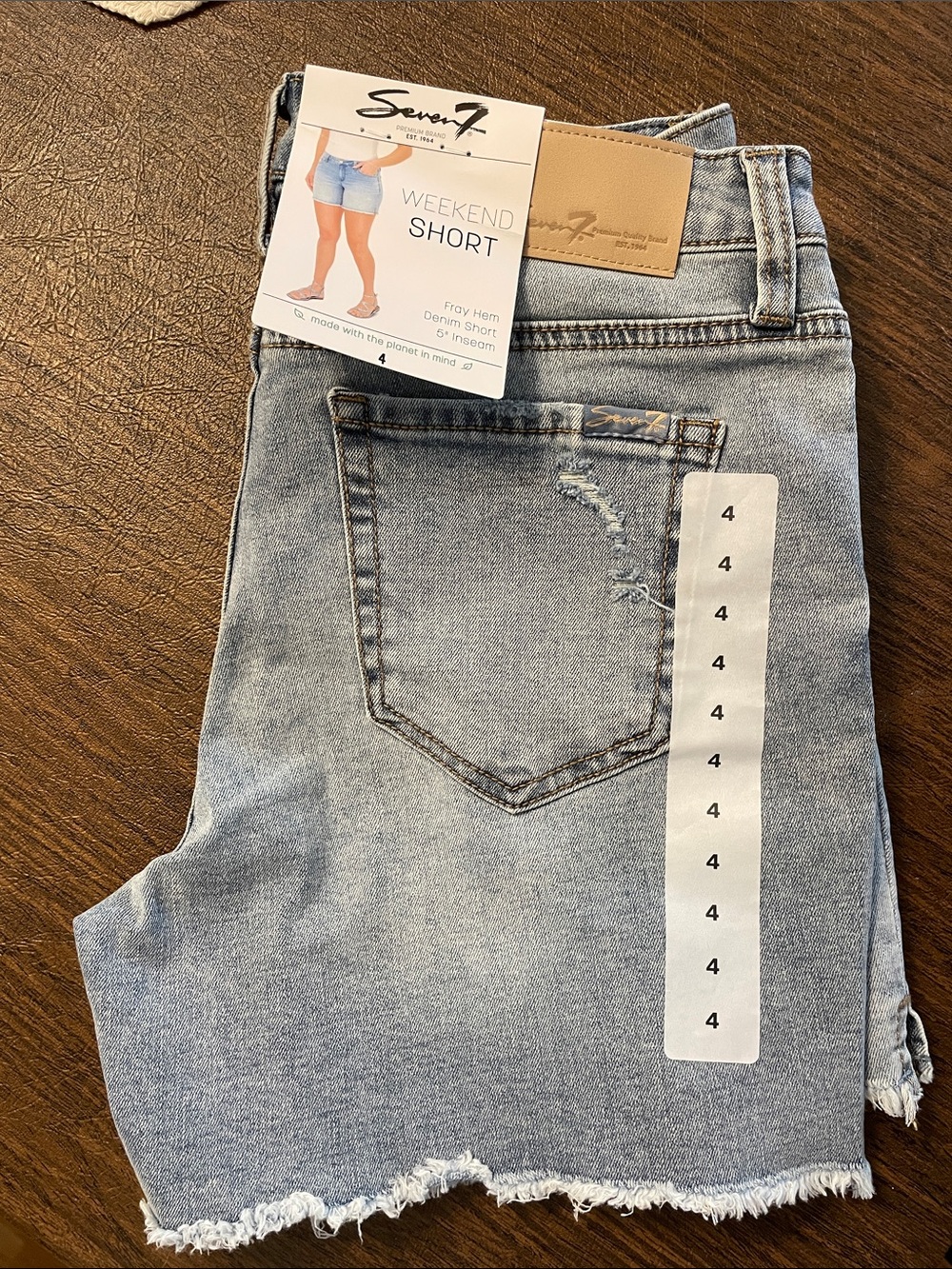 Seven7 Light Blue Frayed Hem Denim Shorts